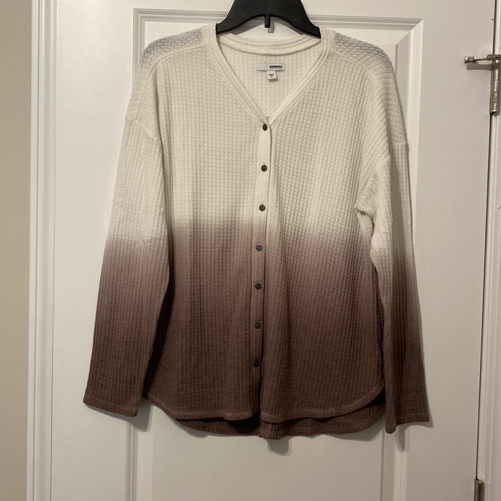 Ombré Button Down Sweater Top